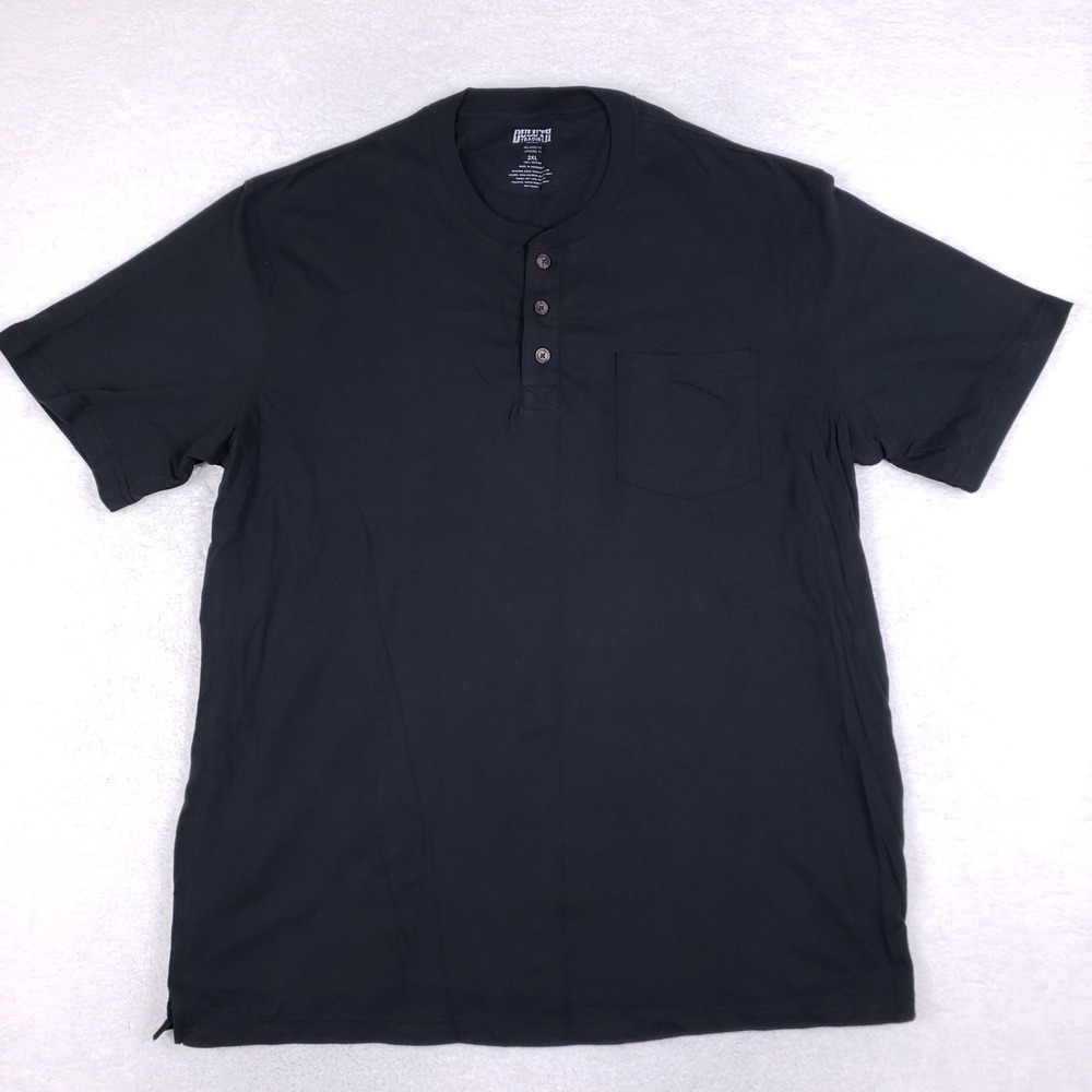 Duluth Trading Co Henley Shirt Mens‎ 2XL Relaxed Fit Longtail Black Workwear